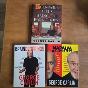 George Carlin Book Set 3 Hardcover Brain Droppings Napalm Pork Chops Good‎ Humor
